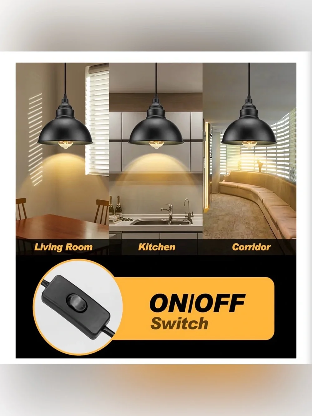 SoodMi Plug In Pendant Light, 15FT Hanging Lights With Plug In Cord,